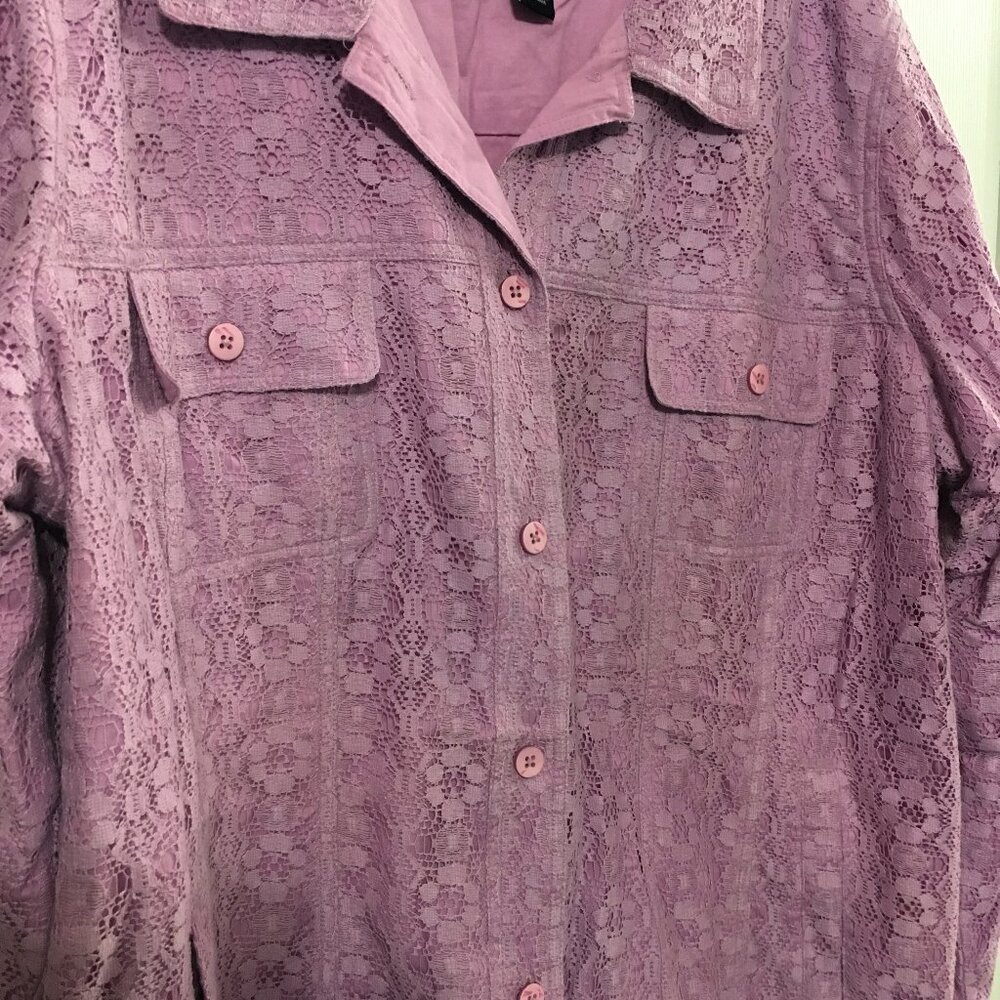 Denim&Co. Lavender Lace Jacket - Picture 3 of 6
